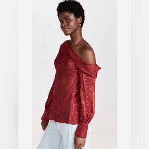 Simkhai Carmine Off the Shoulder Python Top - Red - XL - New with tags